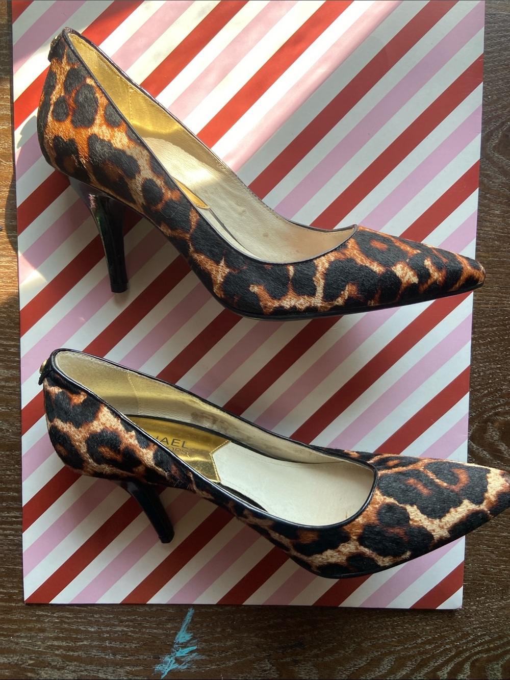 Michael Kors Leopard Print Pointed Toe Calf Hair Pumps 6.5